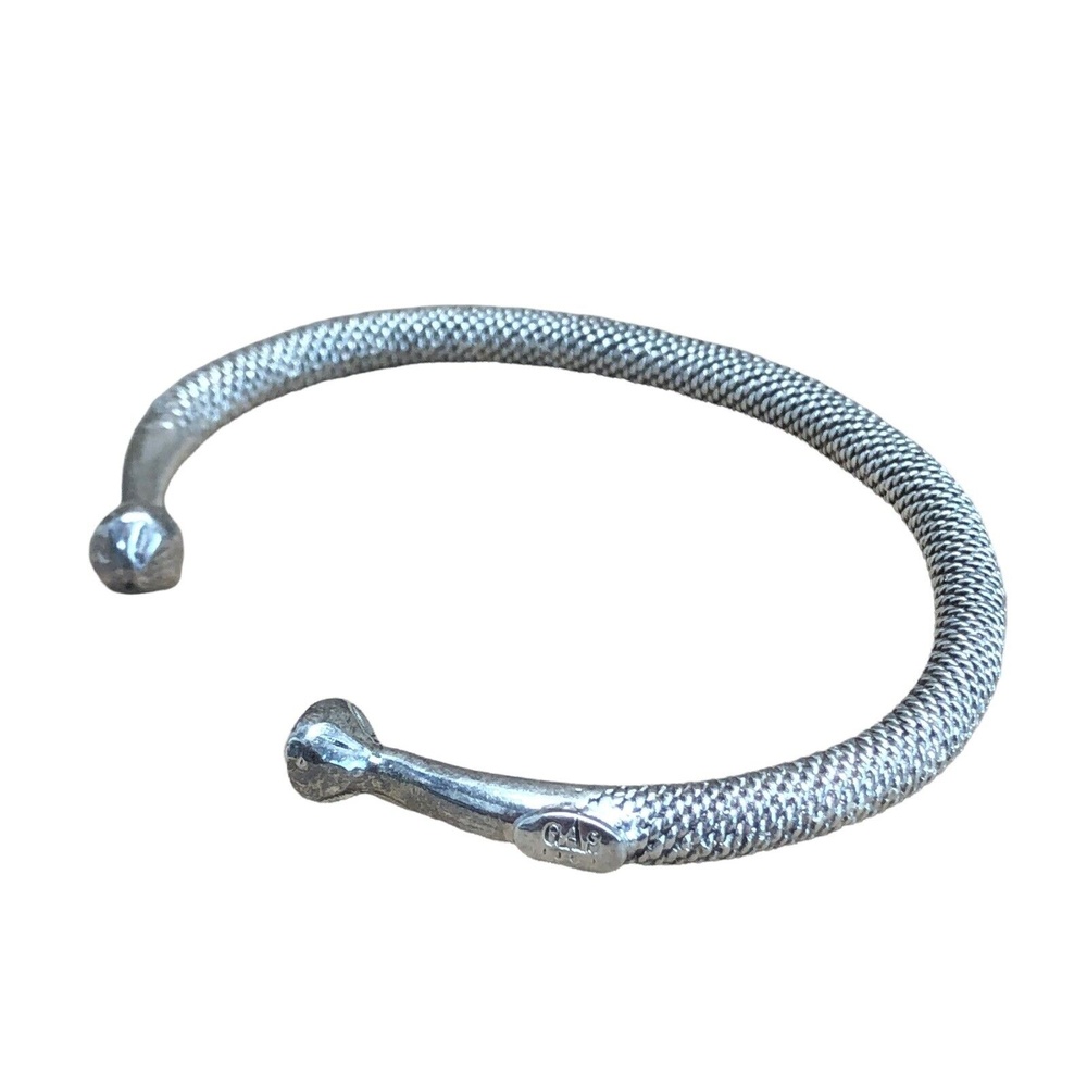 GAS Bijoux Men’ Textured Silver Adjustable Cuff Bracelet